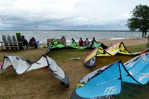 Kiteboarders taking a break at Father Hennepin State Park